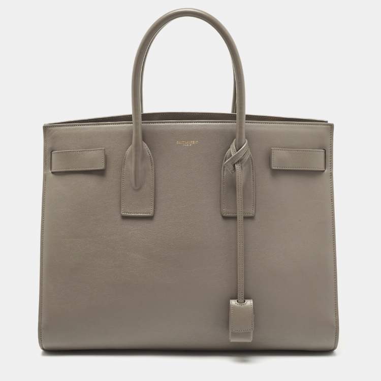 Preloved Saint Laurent Grey Leather Medium Sac De Jour Tote