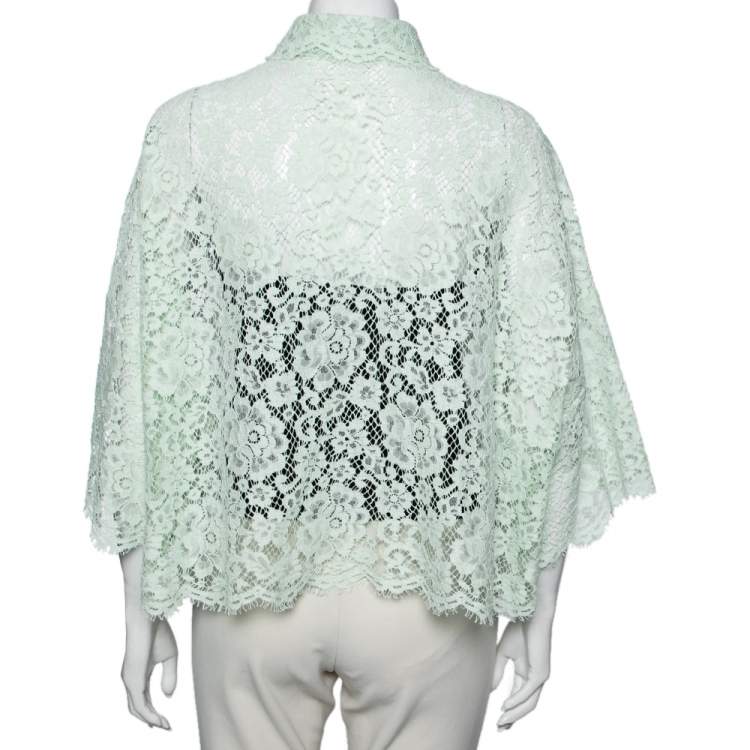 Preloved Dolce & Gabbana Mint Green Lace Front Button Shirt