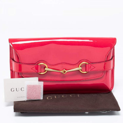 Preloved Gucci Fuchsia Patent Leather Horsebit Clutch